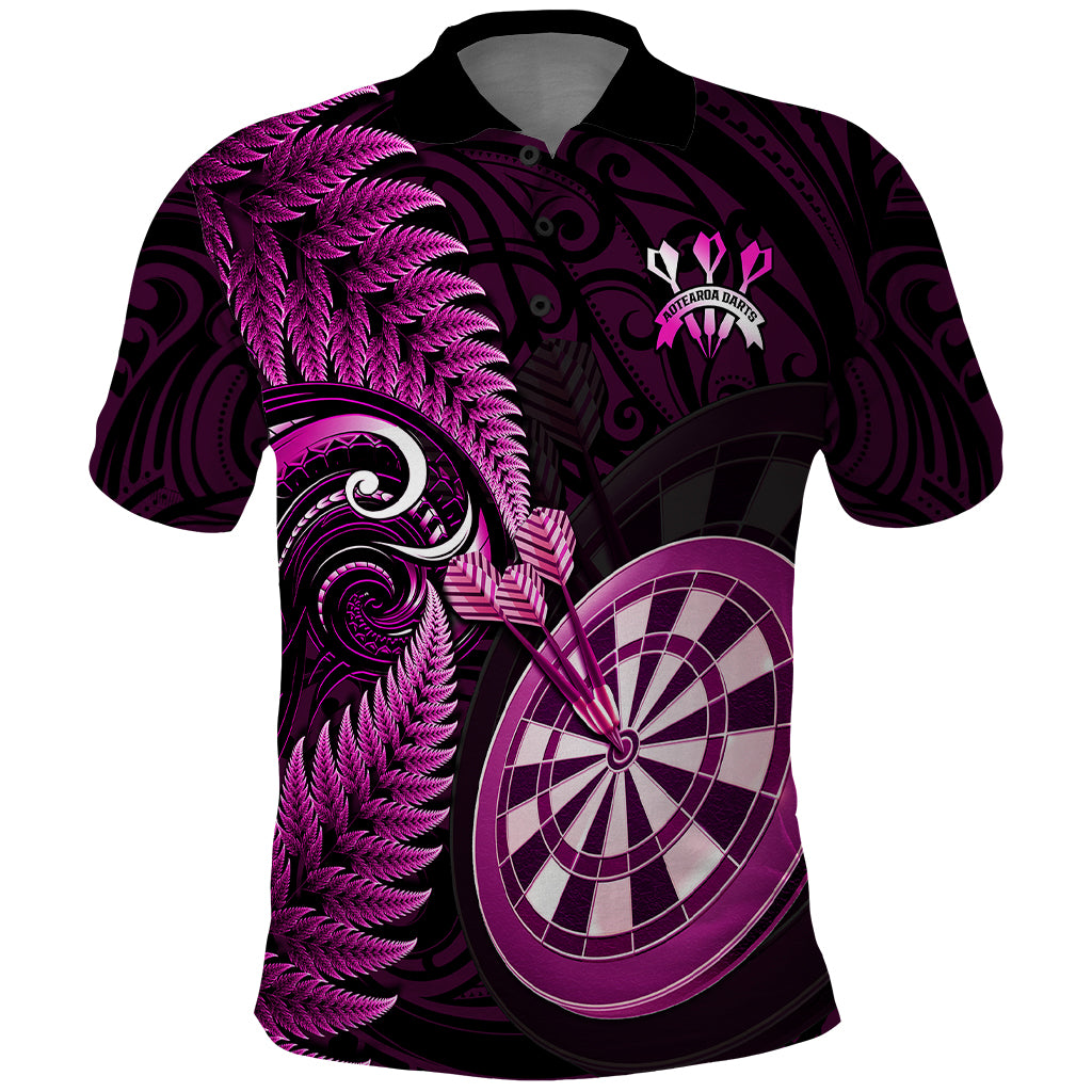 New Zealand Darts Polo Shirt Happiness Is A Tight Threesome Maori Pink LT14 Pink - Polynesian Pride