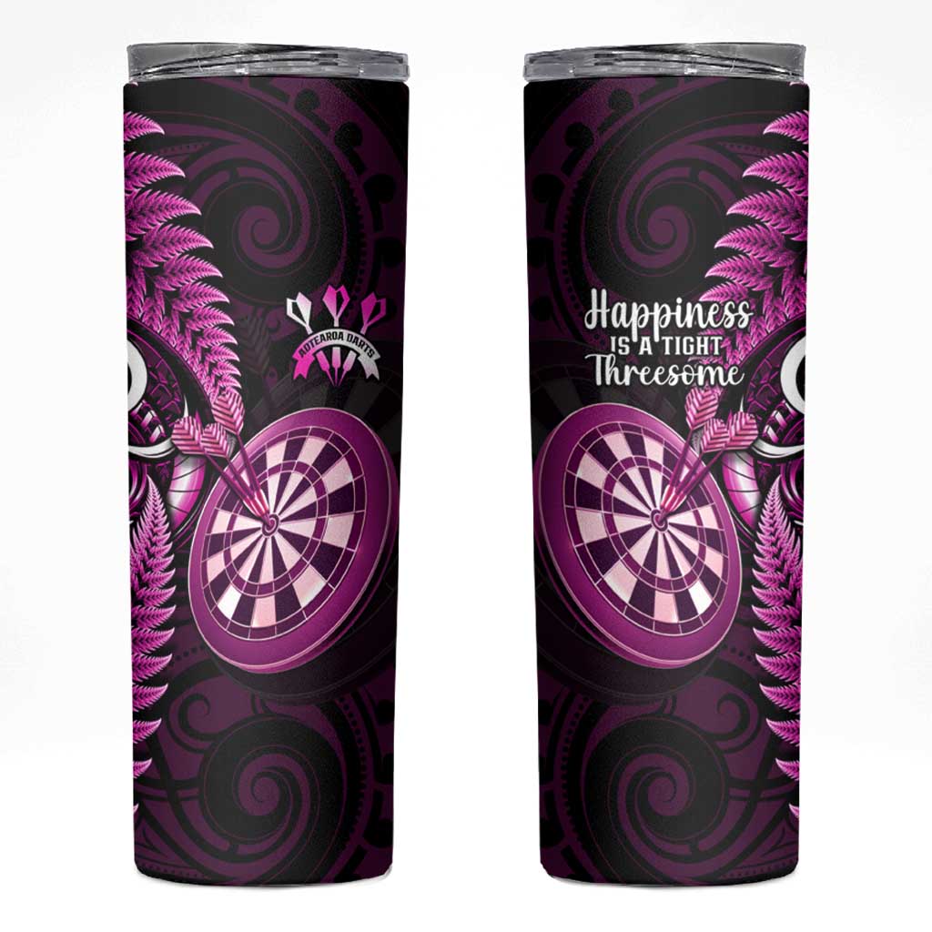 New Zealand Darts Skinny Tumbler Happiness Is A Tight Threesome Maori Pink