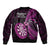 New Zealand Darts Sleeve Zip Bomber Jacket Happiness Is A Tight Threesome Maori Pink LT14 - Polynesian Pride