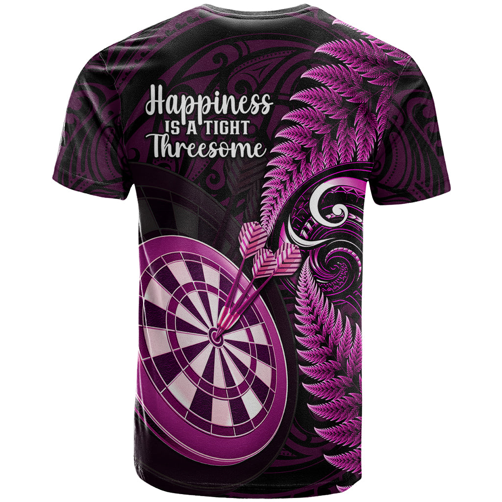 New Zealand Darts T Shirt Happiness Is A Tight Threesome Maori Pink LT14 - Polynesian Pride