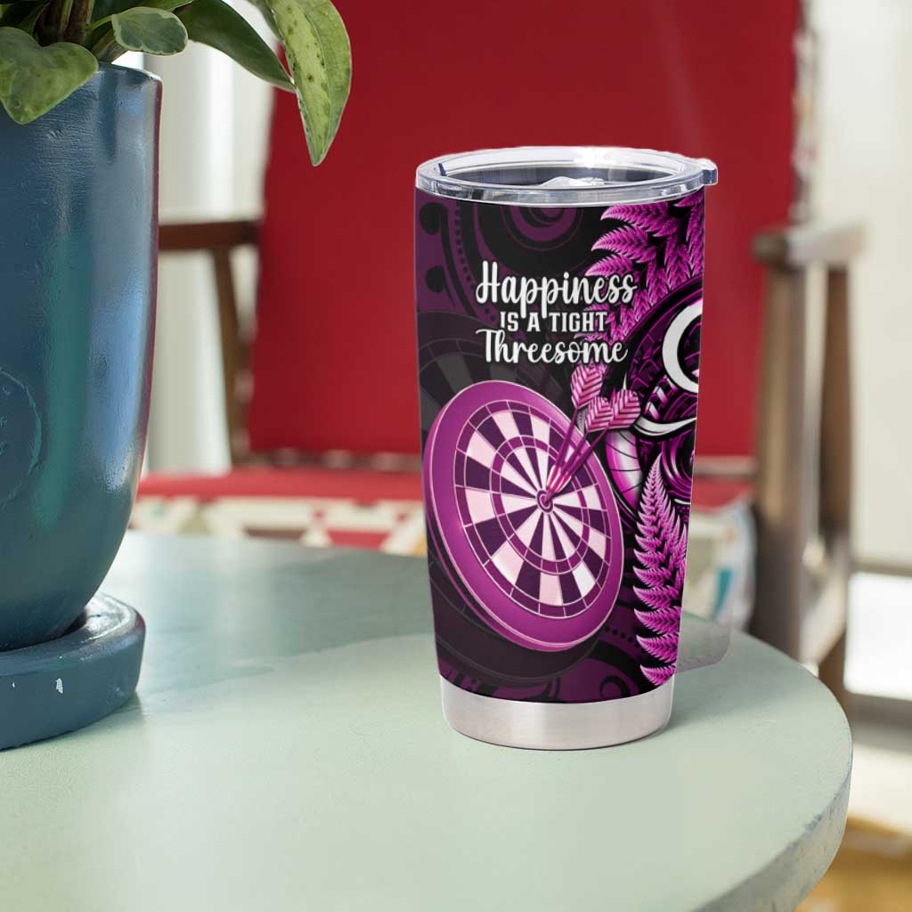 New Zealand Darts Tumbler Cup Happiness Is A Tight Threesome Maori Pink LT14 - Polynesian Pride