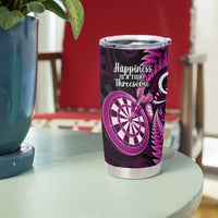 New Zealand Darts Tumbler Cup Happiness Is A Tight Threesome Maori Pink LT14 - Polynesian Pride