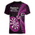 New Zealand Darts Women V Neck T Shirt Happiness Is A Tight Threesome Maori Pink LT14 - Polynesian Pride