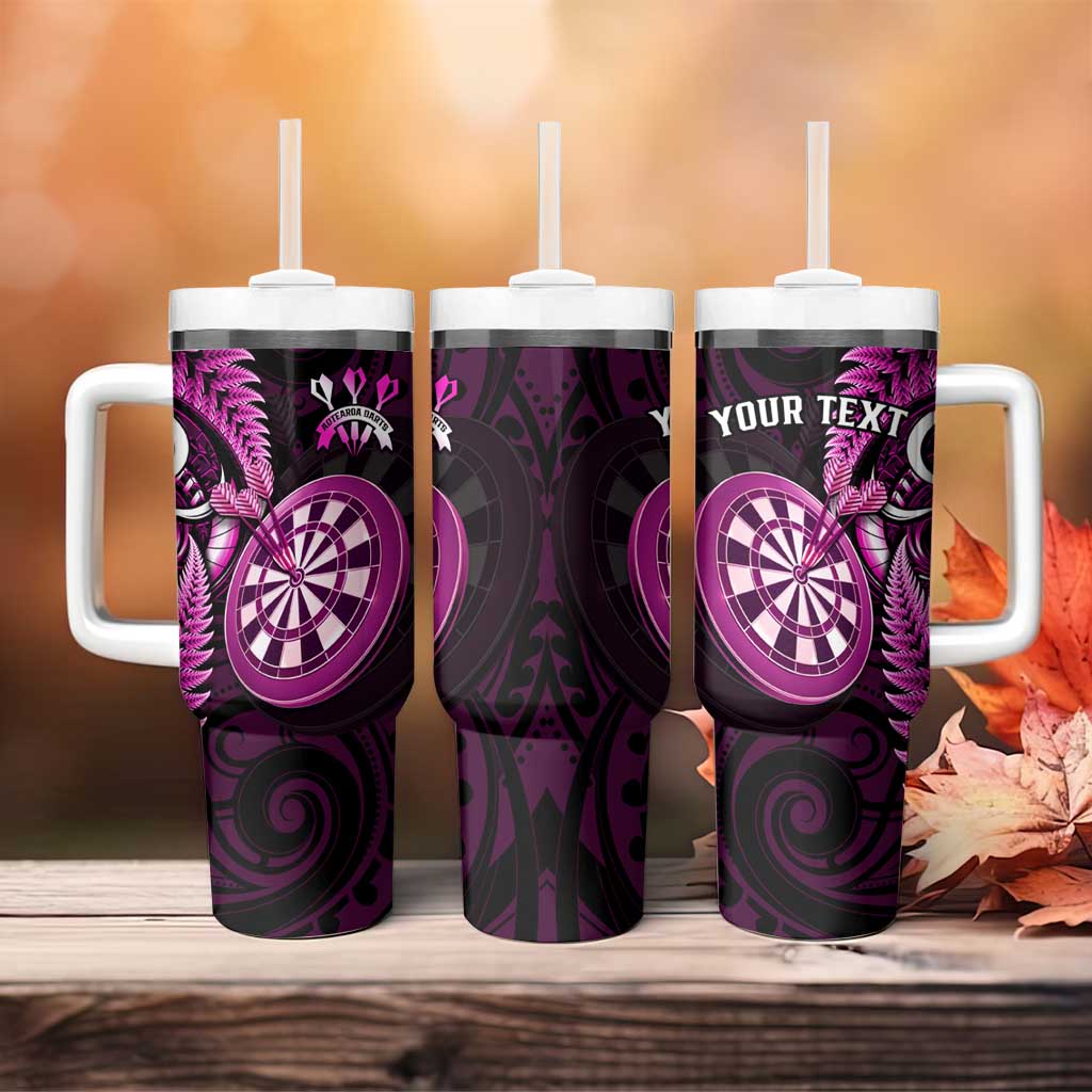 Personalised New Zealand Darts Tumbler With Handle Happiness Is A Tight Threesome Maori Pink LT14 - Polynesian Pride