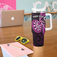 Personalised New Zealand Darts Tumbler With Handle Happiness Is A Tight Threesome Maori Pink LT14 - Polynesian Pride