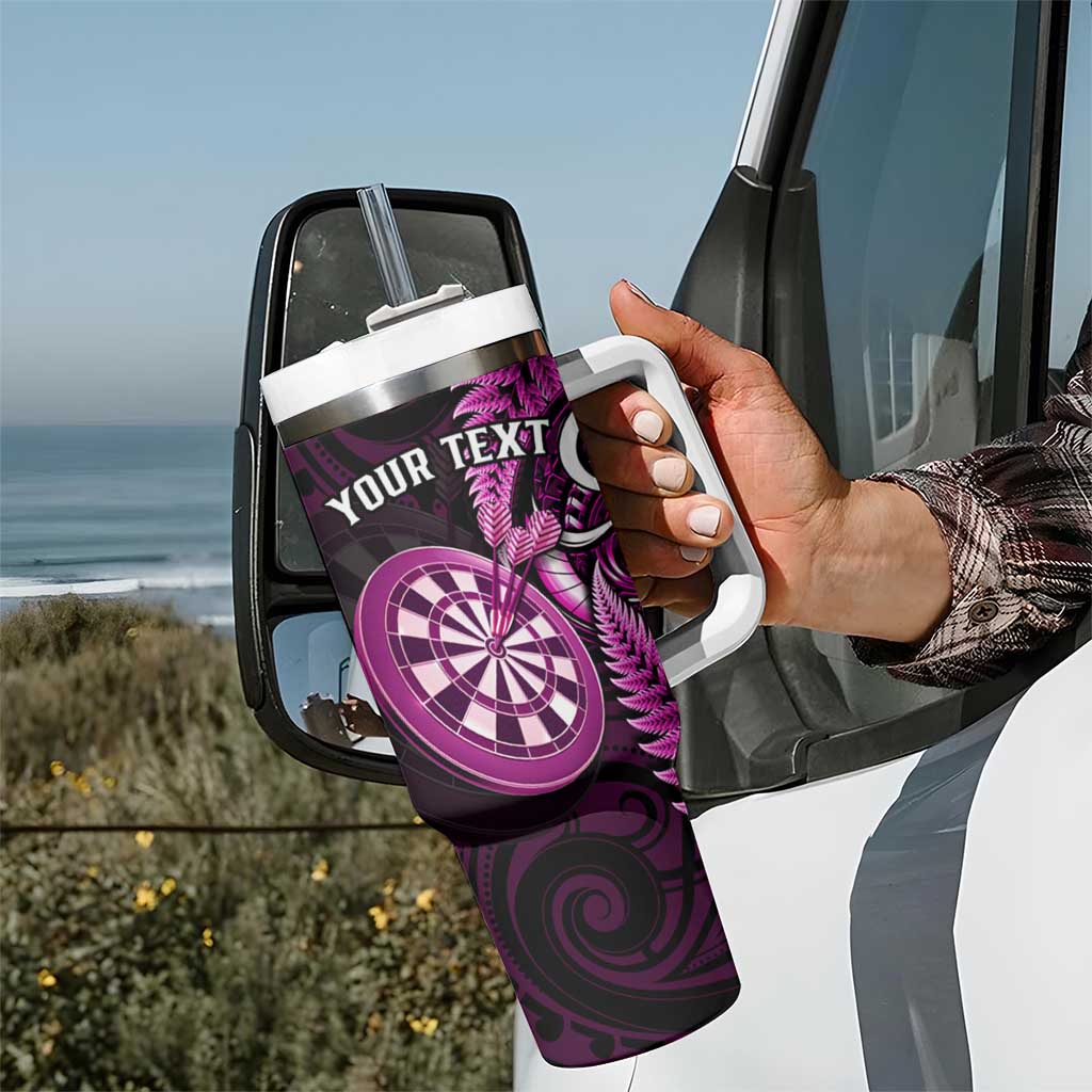 Personalised New Zealand Darts Tumbler With Handle Happiness Is A Tight Threesome Maori Pink LT14 - Polynesian Pride