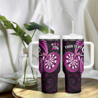 Personalised New Zealand Darts Tumbler With Handle Happiness Is A Tight Threesome Maori Pink LT14 - Polynesian Pride