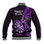 New Zealand Darts Baseball Jacket Happiness Is A Tight Threesome Maori Purple LT14 - Polynesian Pride