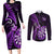 New Zealand Darts Couples Matching Long Sleeve Bodycon Dress and Long Sleeve Button Shirts Happiness Is A Tight Threesome Maori Purple LT14 Purple - Polynesian Pride