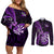 New Zealand Darts Couples Matching Off Shoulder Short Dress and Long Sleeve Button Shirts Happiness Is A Tight Threesome Maori Purple LT14 Purple - Polynesian Pride