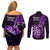 New Zealand Darts Couples Matching Off Shoulder Short Dress and Long Sleeve Button Shirts Happiness Is A Tight Threesome Maori Purple LT14 - Polynesian Pride