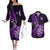 New Zealand Darts Couples Matching Off The Shoulder Long Sleeve Dress and Hawaiian Shirt Happiness Is A Tight Threesome Maori Purple LT14 Purple - Polynesian Pride