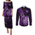 New Zealand Darts Couples Matching Puletasi Dress and Long Sleeve Button Shirts Happiness Is A Tight Threesome Maori Purple LT14 Purple - Polynesian Pride