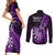 New Zealand Darts Couples Matching Short Sleeve Bodycon Dress and Long Sleeve Button Shirts Happiness Is A Tight Threesome Maori Purple LT14 - Polynesian Pride