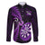 New Zealand Darts Family Matching Long Sleeve Bodycon Dress and Hawaiian Shirt Happiness Is A Tight Threesome Maori Purple LT14 Dad's Shirt - Long Sleeve Purple - Polynesian Pride