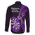 New Zealand Darts Family Matching Off Shoulder Long Sleeve Dress and Hawaiian Shirt Happiness Is A Tight Threesome Maori Purple LT14 - Polynesian Pride