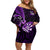 New Zealand Darts Family Matching Off Shoulder Short Dress and Hawaiian Shirt Happiness Is A Tight Threesome Maori Purple LT14 Mom's Dress Purple - Polynesian Pride