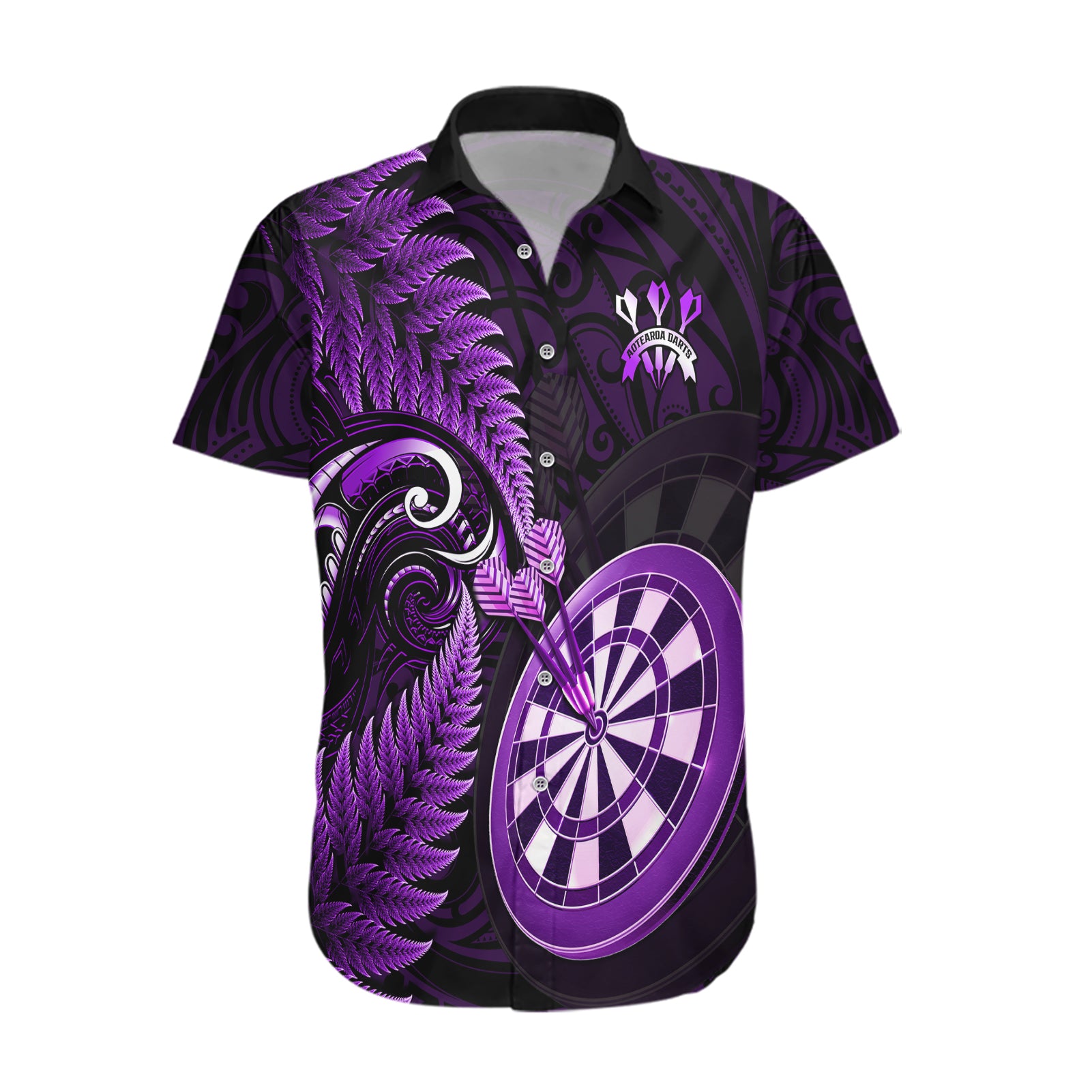 New Zealand Darts Hawaiian Shirt Happiness Is A Tight Threesome Maori Purple LT14 Purple - Polynesian Pride