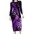 New Zealand Darts Long Sleeve Bodycon Dress Happiness Is A Tight Threesome Maori Purple LT14 Long Dress Purple - Polynesian Pride