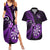 Personalised New Zealand Darts Couples Matching Summer Maxi Dress and Hawaiian Shirt Happiness Is A Tight Threesome Maori Purple LT14 Purple - Polynesian Pride