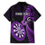 Personalised New Zealand Darts Family Matching Off Shoulder Short Dress and Hawaiian Shirt Happiness Is A Tight Threesome Maori Purple LT14 - Polynesian Pride