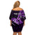 Personalised New Zealand Darts Family Matching Off Shoulder Short Dress and Hawaiian Shirt Happiness Is A Tight Threesome Maori Purple LT14 - Polynesian Pride