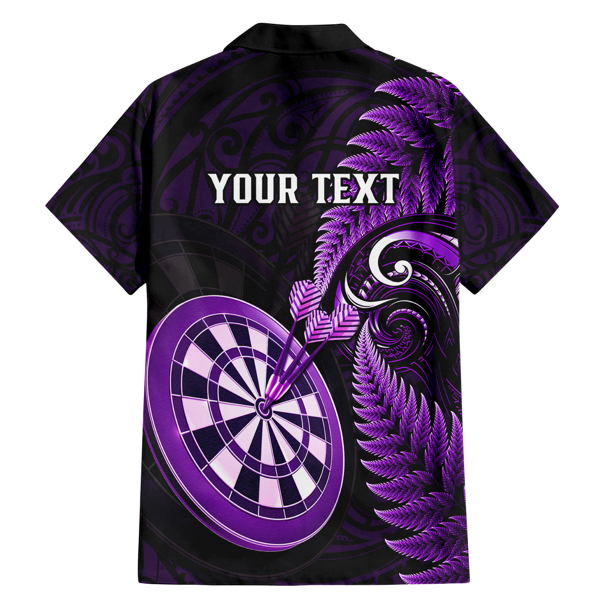 Personalised New Zealand Darts Family Matching Puletasi Dress and Hawaiian Shirt Happiness Is A Tight Threesome Maori Purple LT14 - Polynesian Pride