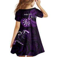 Personalised New Zealand Darts Family Matching Tank Maxi Dress and Hawaiian Shirt Happiness Is A Tight Threesome Maori Purple LT14 - Polynesian Pride