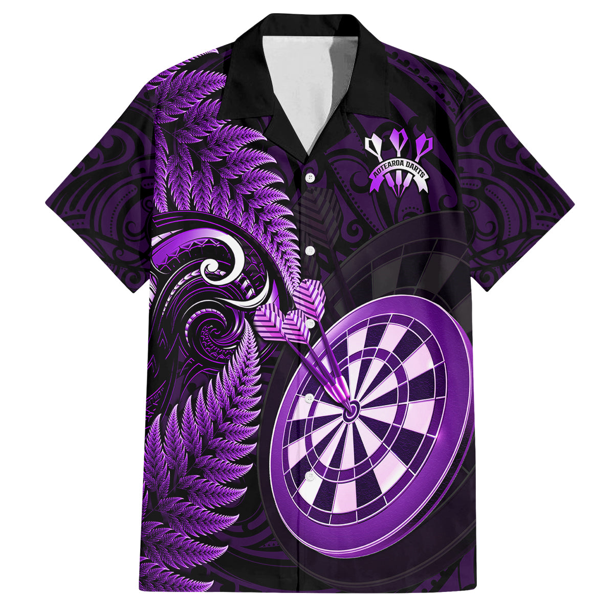 Personalised New Zealand Darts Kid Hawaiian Shirt Happiness Is A Tight Threesome Maori Purple LT14 Kid Purple - Polynesian Pride