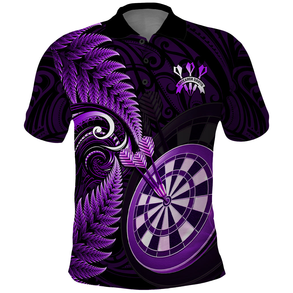 Personalised New Zealand Darts Polo Shirt Happiness Is A Tight Threesome Maori Purple LT14 Purple - Polynesian Pride