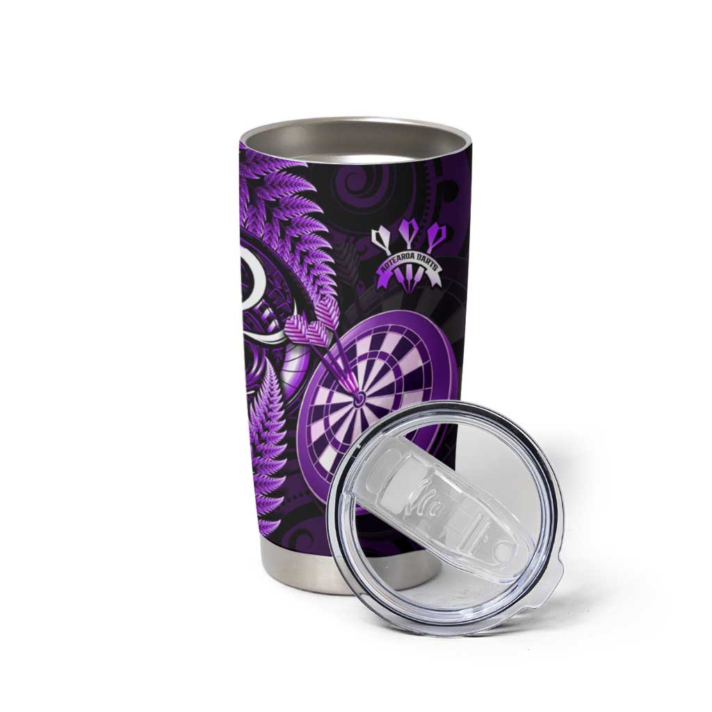 Personalised New Zealand Darts Tumbler Cup Happiness Is A Tight Threesome Maori Purple LT14 - Polynesian Pride