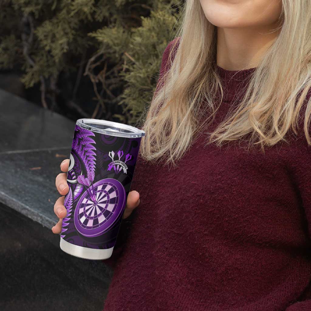 Personalised New Zealand Darts Tumbler Cup Happiness Is A Tight Threesome Maori Purple LT14 - Polynesian Pride