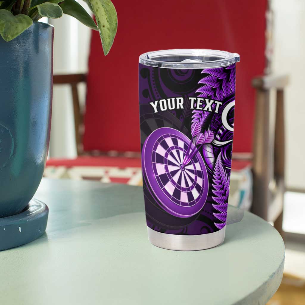 Personalised New Zealand Darts Tumbler Cup Happiness Is A Tight Threesome Maori Purple LT14 - Polynesian Pride