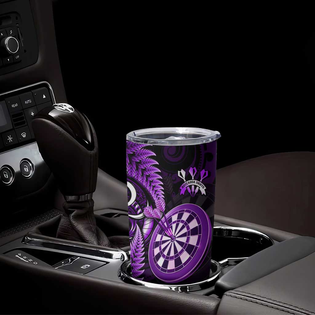 Personalised New Zealand Darts Tumbler Cup Happiness Is A Tight Threesome Maori Purple LT14 - Polynesian Pride