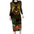 Papua New Guinea Central Province Long Sleeve Bodycon Dress Papua Niugini Coat Of Arms With Flag Style LT14 Long Dress Black - Polynesian Pride