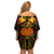 Papua New Guinea Chimbu Province Family Matching Off Shoulder Short Dress and Hawaiian Shirt Papua Niugini Coat Of Arms With Flag Style LT14 - Polynesian Pride