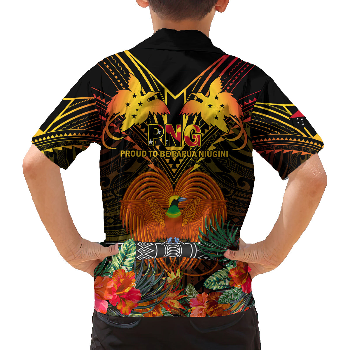 Papua New Guinea Chimbu Province Kid Hawaiian Shirt Papua Niugini Coat Of Arms With Flag Style LT14 - Polynesian Pride