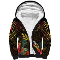 Papua New Guinea Chimbu Province Sherpa Hoodie Papua Niugini Coat Of Arms With Flag Style LT14 Unisex Black - Polynesian Pride