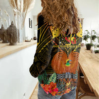 Papua New Guinea Chimbu Province Women Casual Shirt Papua Niugini Coat Of Arms With Flag Style LT14 - Polynesian Pride
