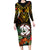 Papua New Guinea East New Britain Province Long Sleeve Bodycon Dress Papua Niugini Coat Of Arms With Flag Style LT14 Long Dress Black - Polynesian Pride