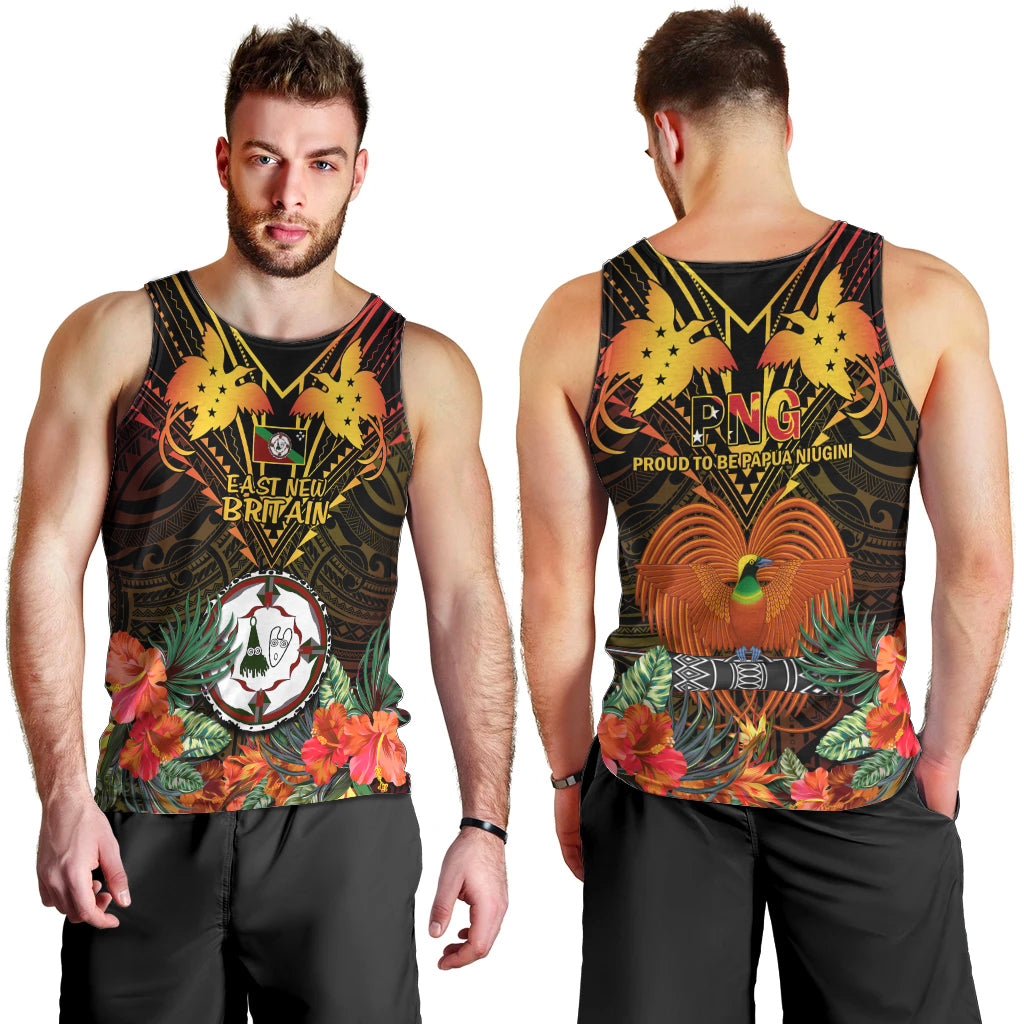 Papua New Guinea East New Britain Province Men Tank Top Papua Niugini Coat Of Arms With Flag Style LT14 - Polynesian Pride