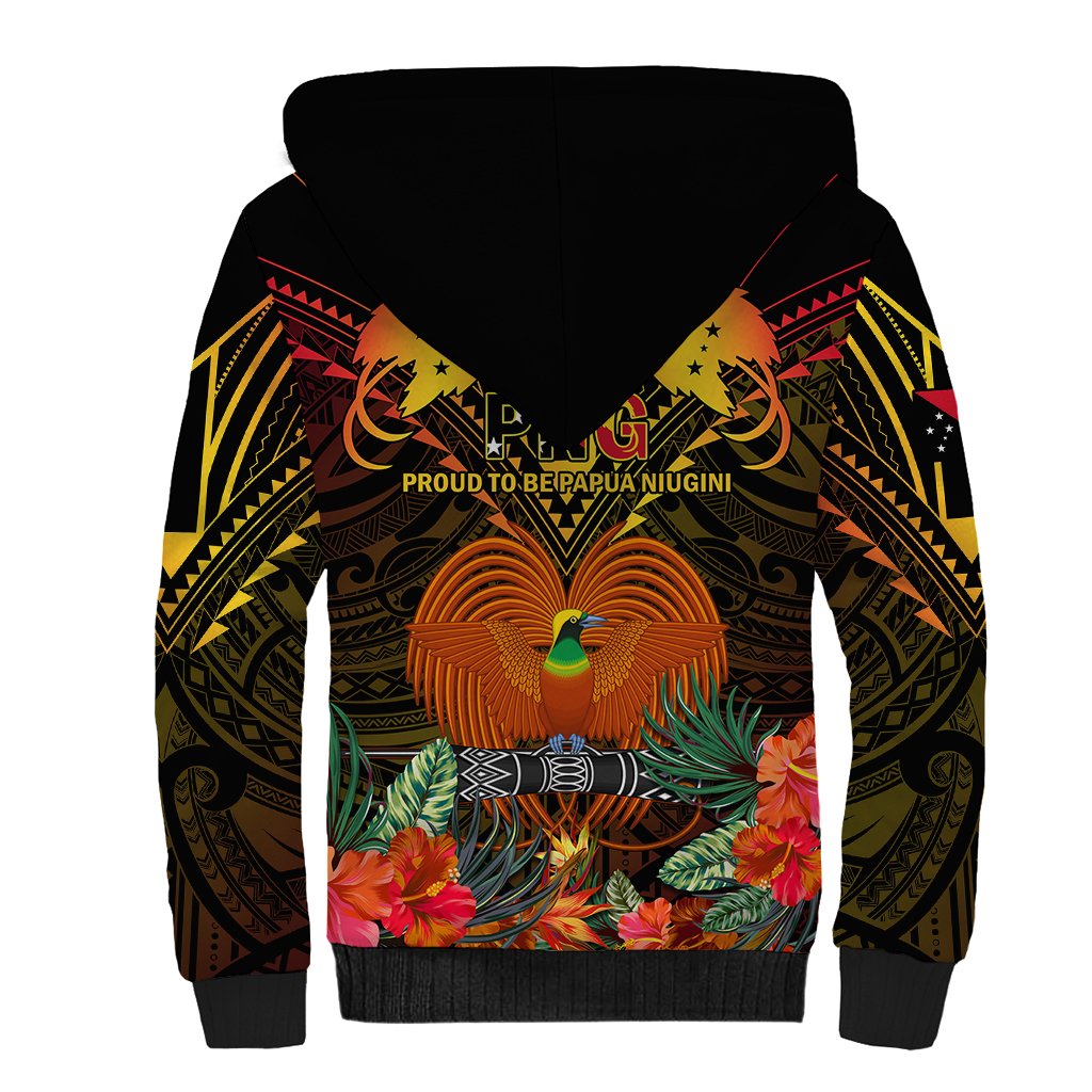 Papua New Guinea East New Britain Province Sherpa Hoodie Papua Niugini Coat Of Arms With Flag Style LT14 - Polynesian Pride