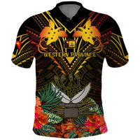 Papua New Guinea Western Province Polo Shirt Papua Niugini Coat Of Arms With Flag Style LT14 Black - Polynesian Pride