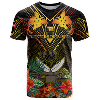 Papua New Guinea Western Province T Shirt Papua Niugini Coat Of Arms With Flag Style LT14 Black - Polynesian Pride