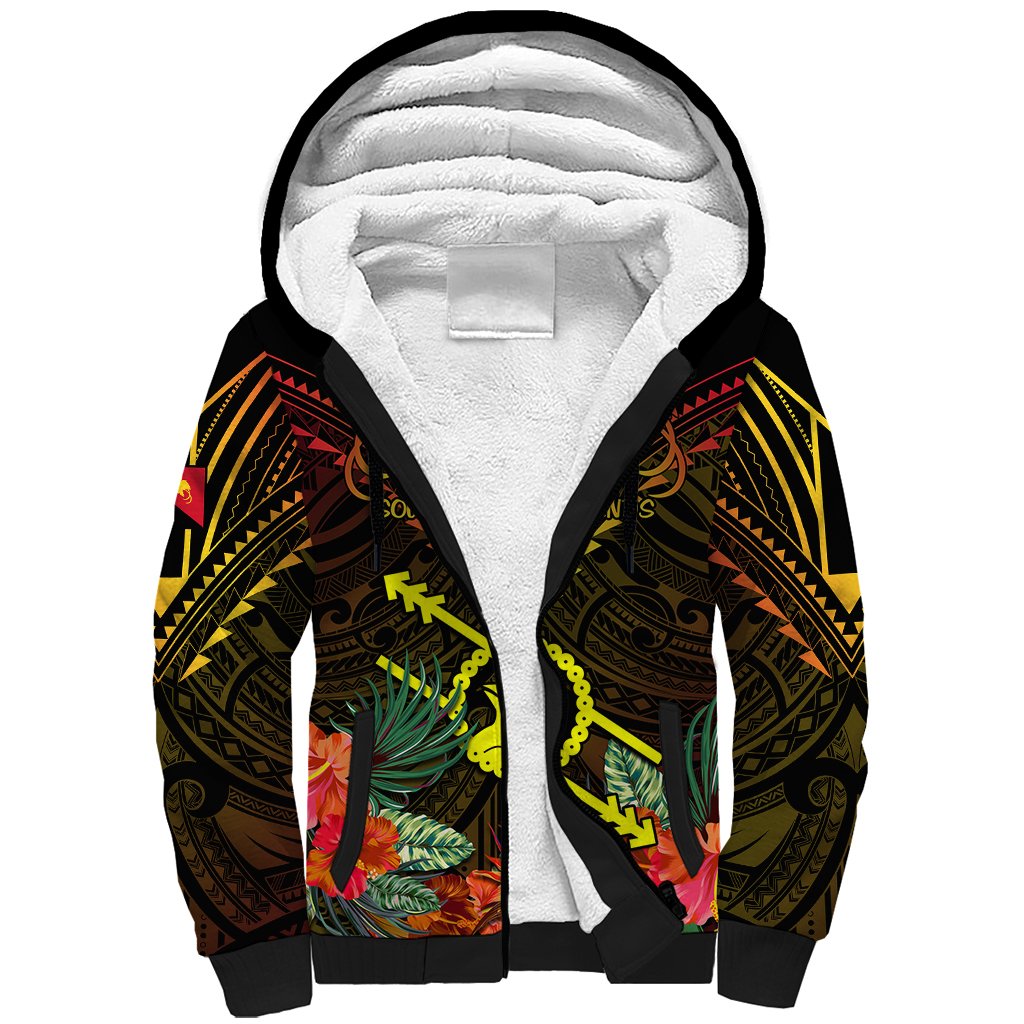Papua New Guinea Southern Highlands Province Sherpa Hoodie Papua Niugini Coat Of Arms With Flag Style LT14 Unisex Black - Polynesian Pride