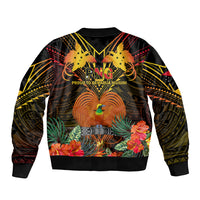Papua New Guinea Southern Highlands Province Sleeve Zip Bomber Jacket Papua Niugini Coat Of Arms With Flag Style LT14 - Polynesian Pride