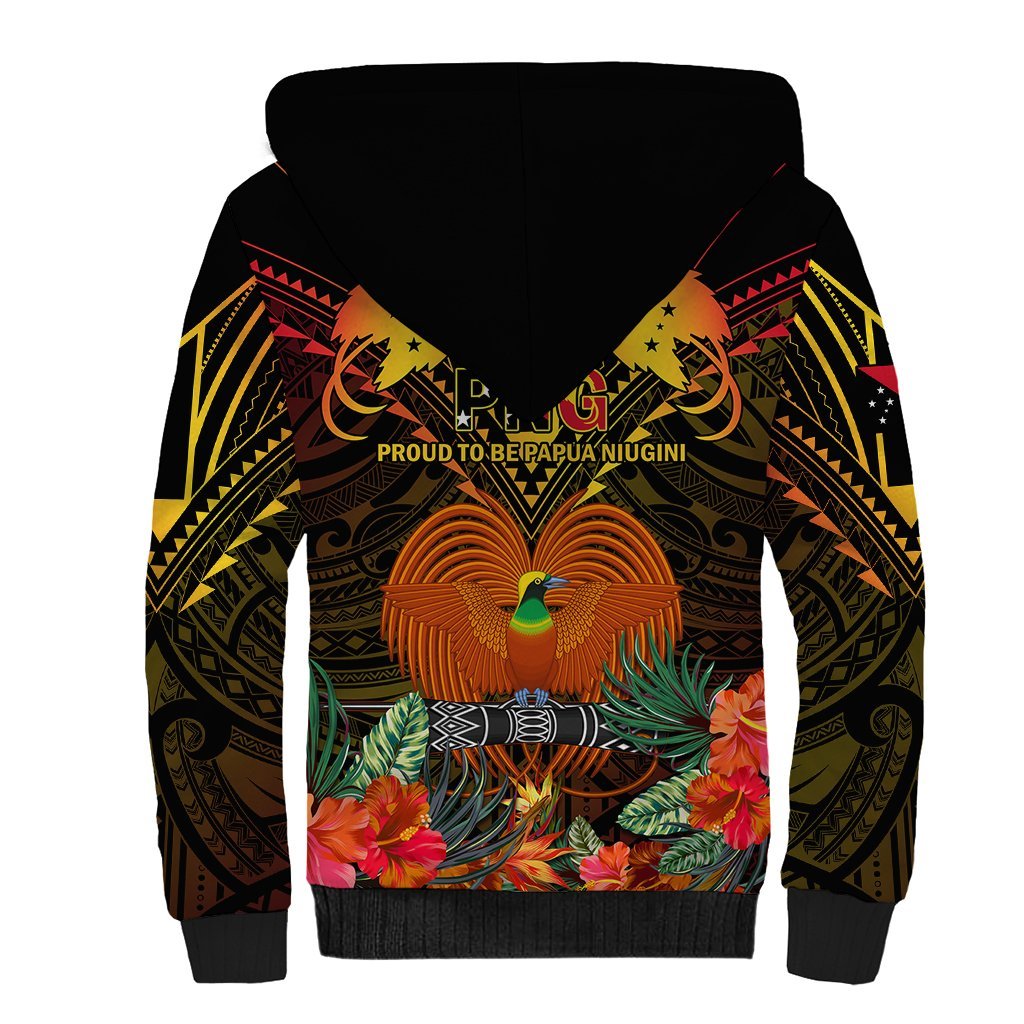 Papua New Guinea Manus Province Sherpa Hoodie Papua Niugini Coat Of Arms With Flag Style LT14 - Polynesian Pride