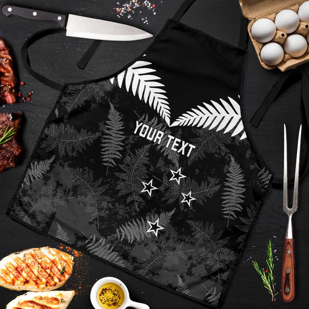 Custom New Zealand Silver Fern Football Apron Go Aotearoa Grunge Black - Polynesian Pride