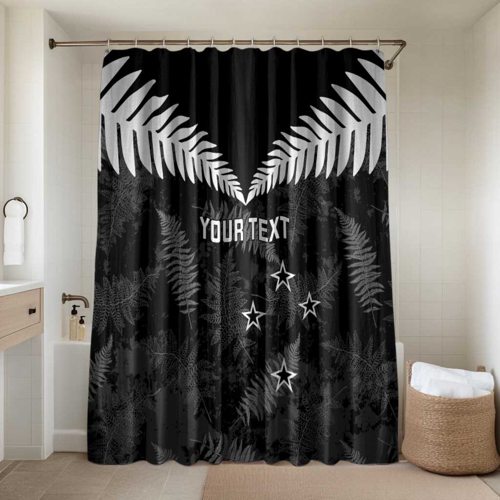 Custom New Zealand Silver Fern Football Bathroom Set Go Aotearoa Grunge Black - Polynesian Pride