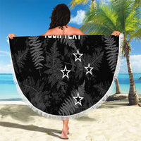 Custom New Zealand Silver Fern Football Beach Blanket Go Aotearoa Grunge Black - Polynesian Pride